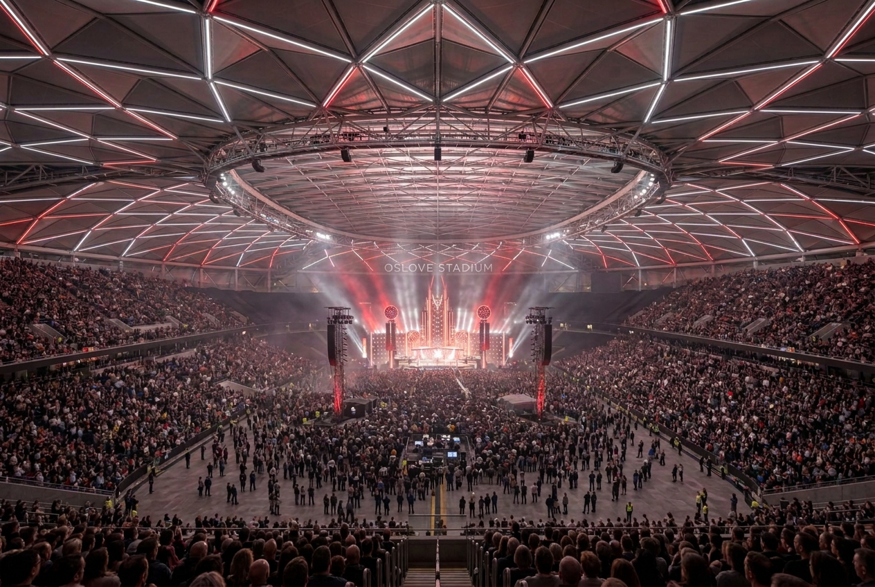 Konsert i Oslove Stadium med lukket tak
