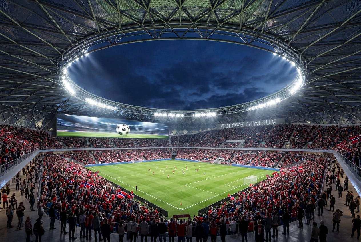 Fotballarena med åpent tak